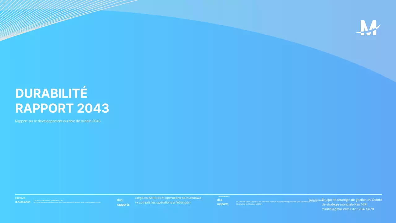 Présentation du rapport de durabilité ESG de l'entreprise en bleu clair ppt