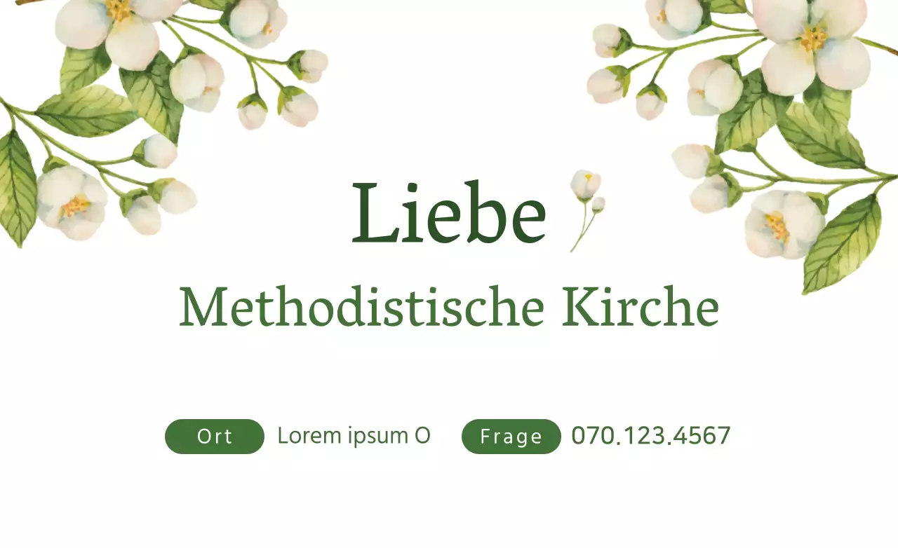 Gestalten Sie ein kirchliches Werbepaket mit einer farbenfrohen Blumenillustration in Aquarelltechnik