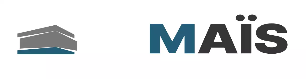 Symbole d'un bureau d'architectes en gris et turquoise avec logo et nom d'entreprise