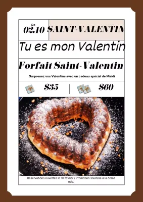 Affiche de café dessert de la Saint-Valentin en marron et beige