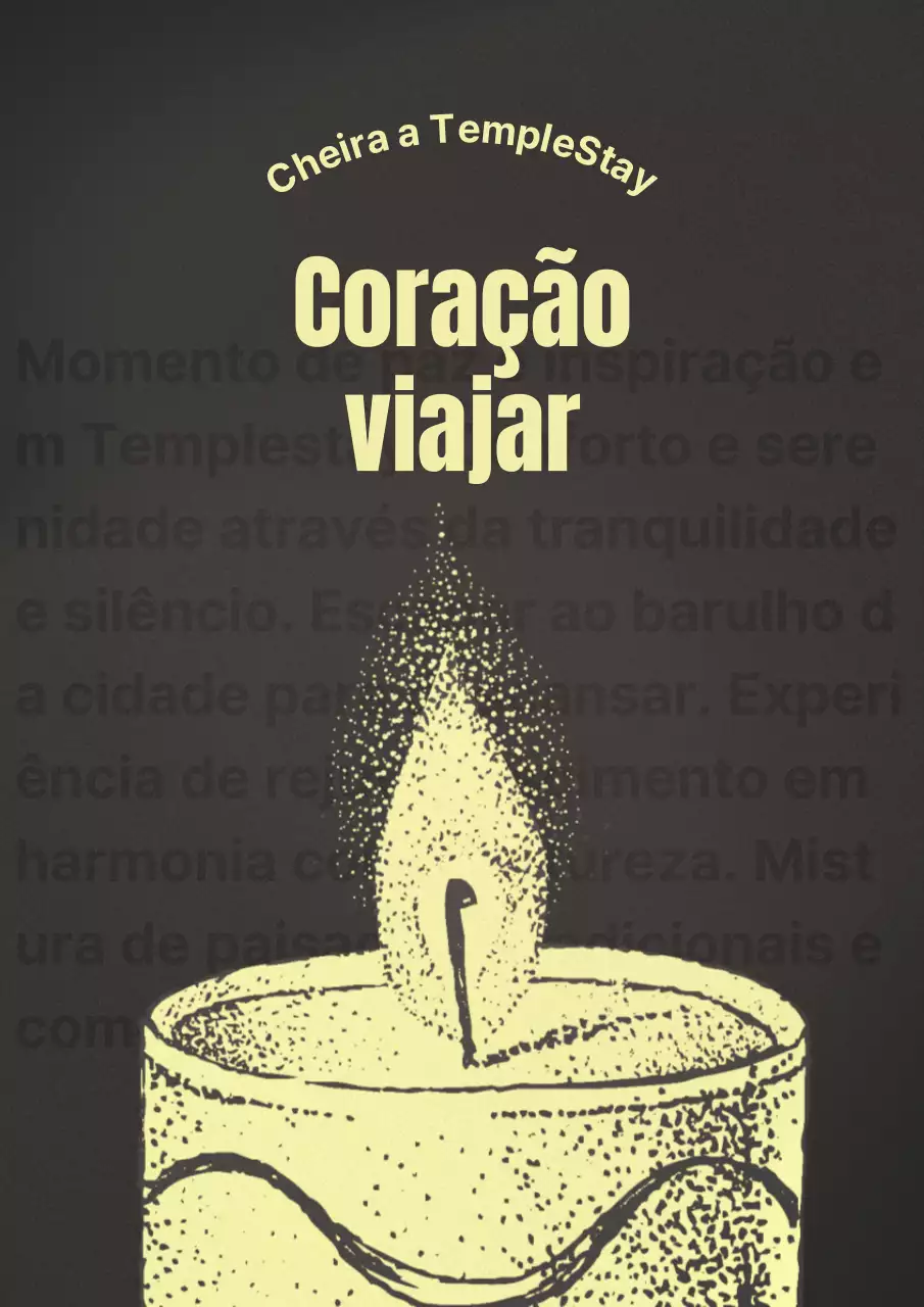 Ilusões de velas e eventos de viagem escritos à mão no templo em castanho e padrões de texto