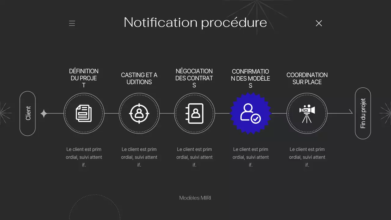 Portfolio avec des lignes simples aux accents violets sur fond noir