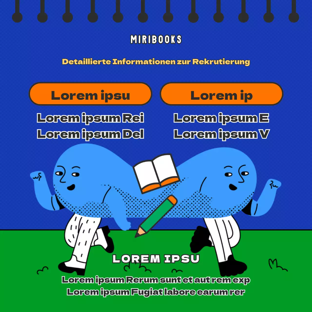 Verlag für blaues und grünes Retro-Konzept sucht Unterstützer