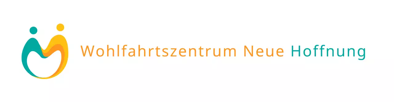Das Logo der Sozialstation mit dem gelben und türkisfarbenen Symbol und Ihrem Namen darauf.