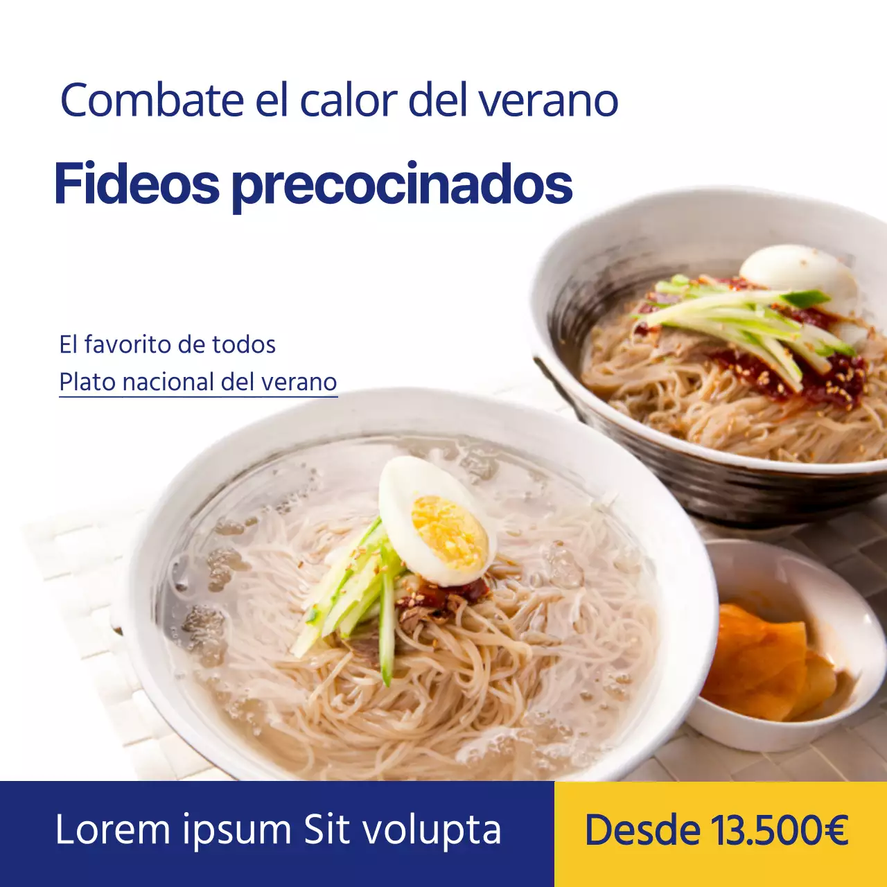 Verano azul Fideos fríos Comida nacional Delicias de verano Ofertas del menú de verano