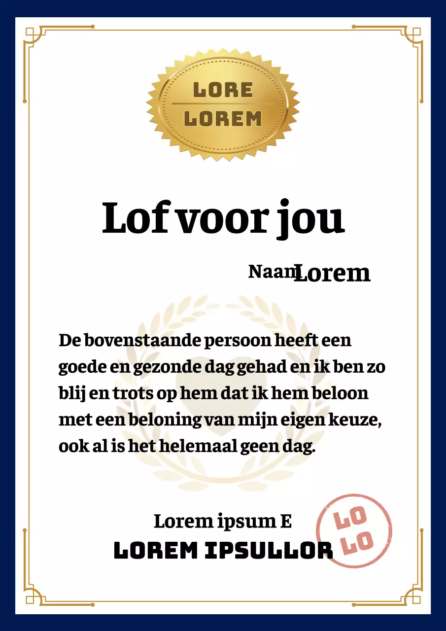 Compliment evenement met marineblauwe en gouden accenten