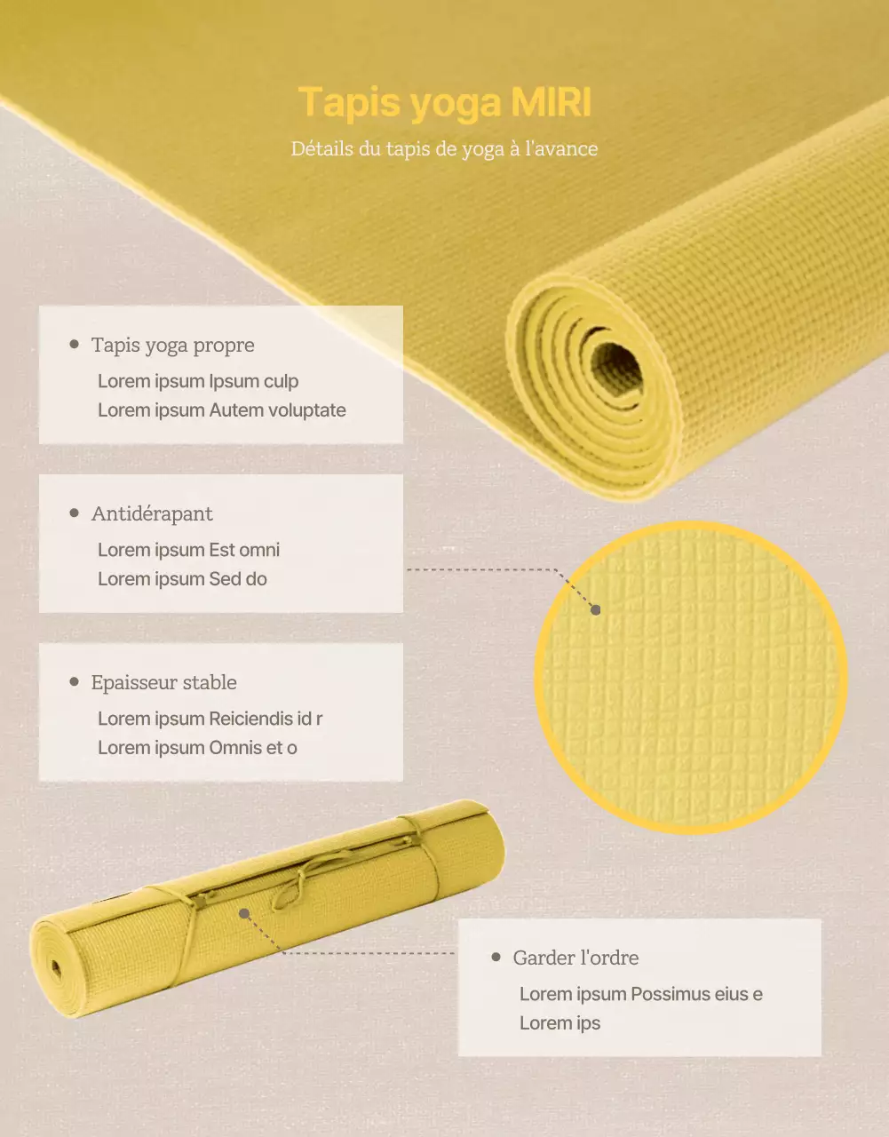 Promouvoir les tapis de yoga naturels bruns et jaunes