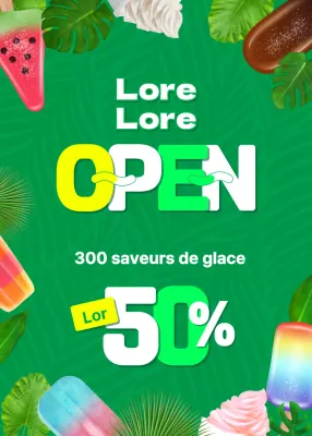 Un thème de crème glacée tropicale verte et colorée