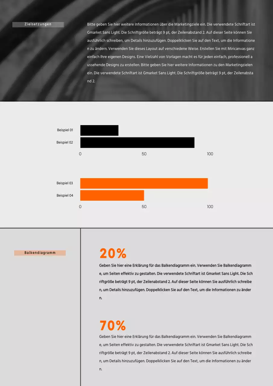 Marketingvorschlag für ein Unternehmen mit einem einfachen Konzept in Weiß und Schwarz