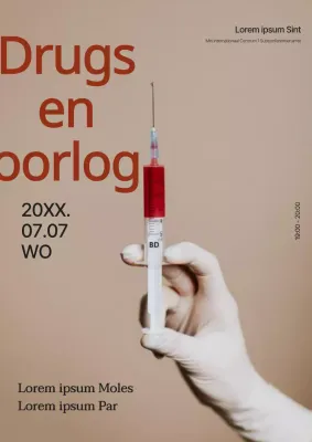 Anti-drugsposter in beige-rood