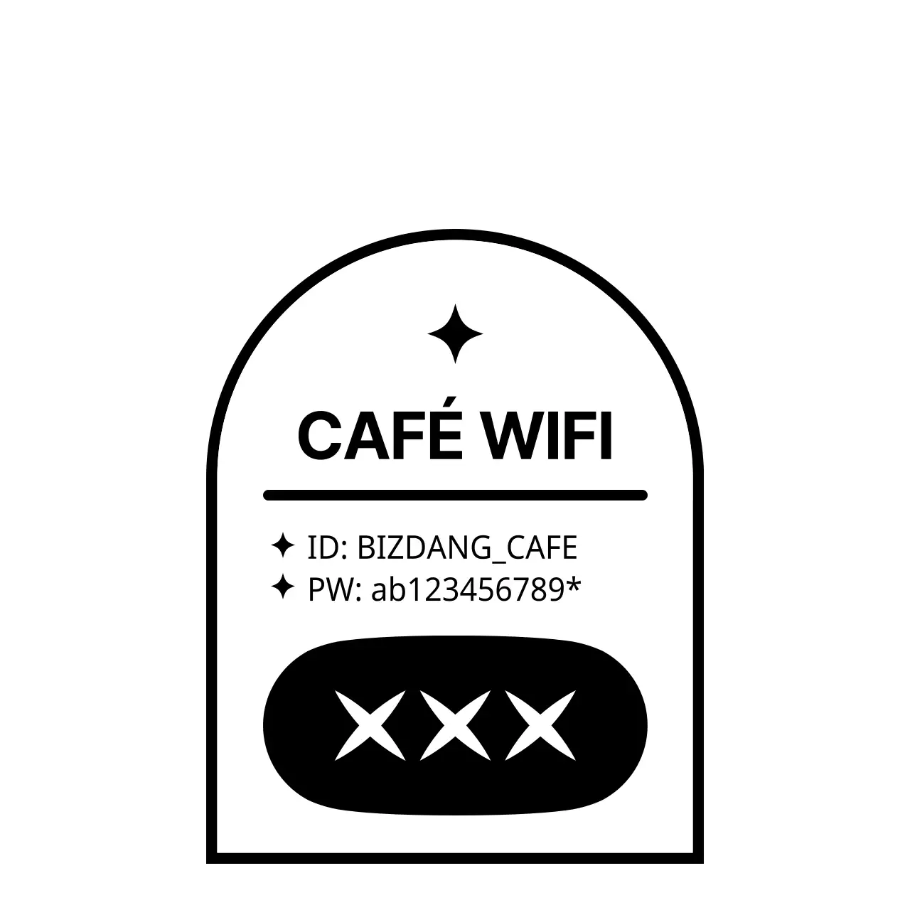 Einfaches, sauberes schwarz-weißes Dessert-Symbol und Textkombination für Geschäftsinformationen
