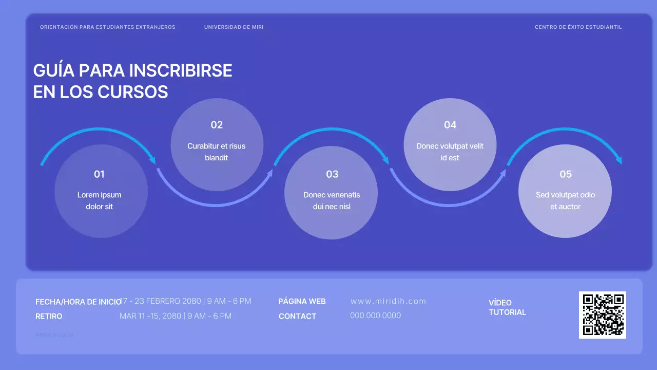 Orientación para estudiantes internacionales en malva y vibrante