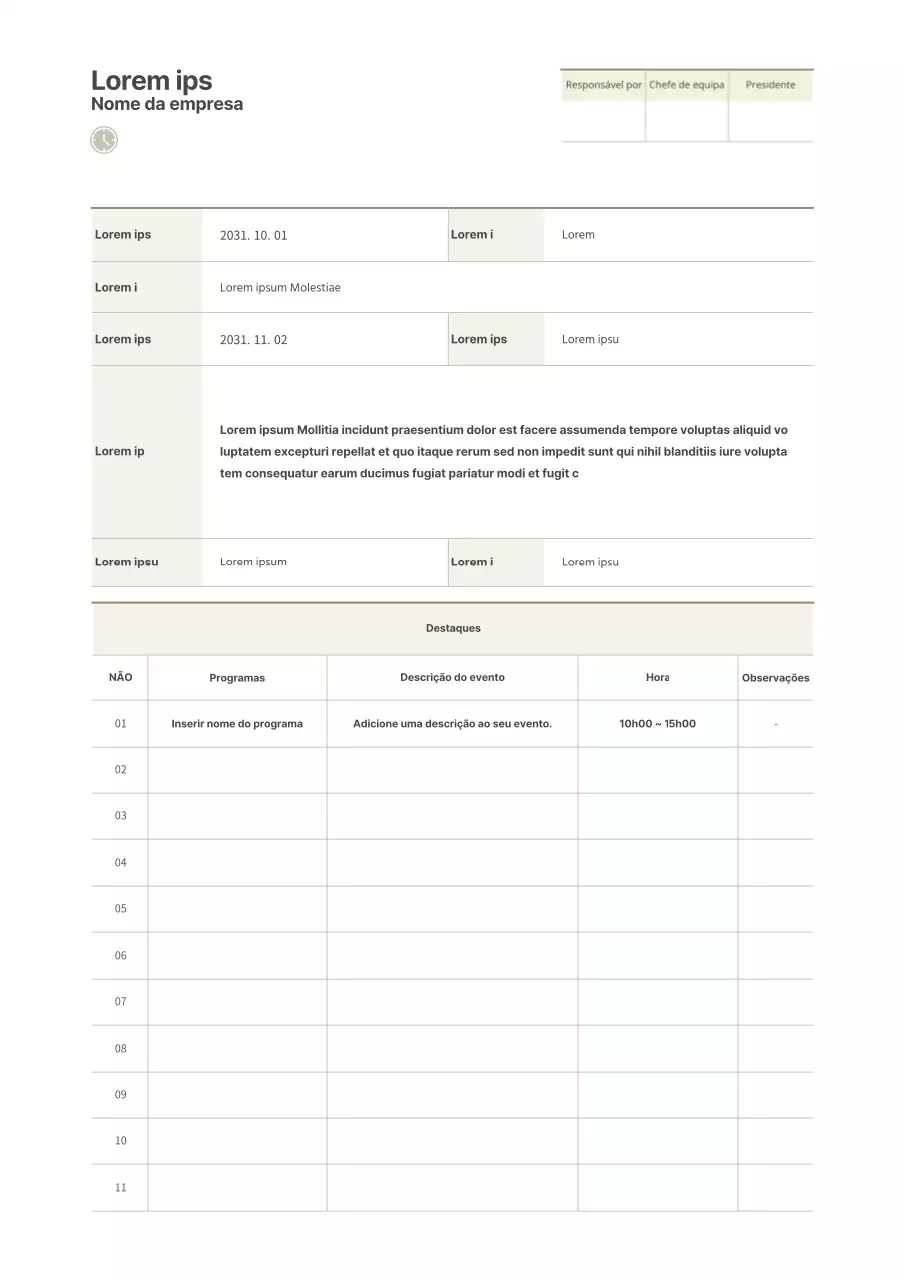 Planeador de eventos castanho simples