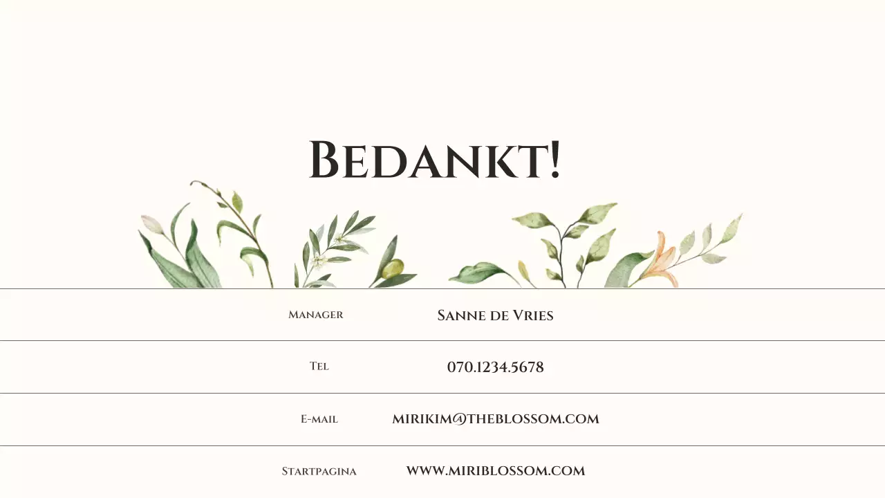 Bloemenwinkel introductie met aquarel afbeelding van beige bloemen