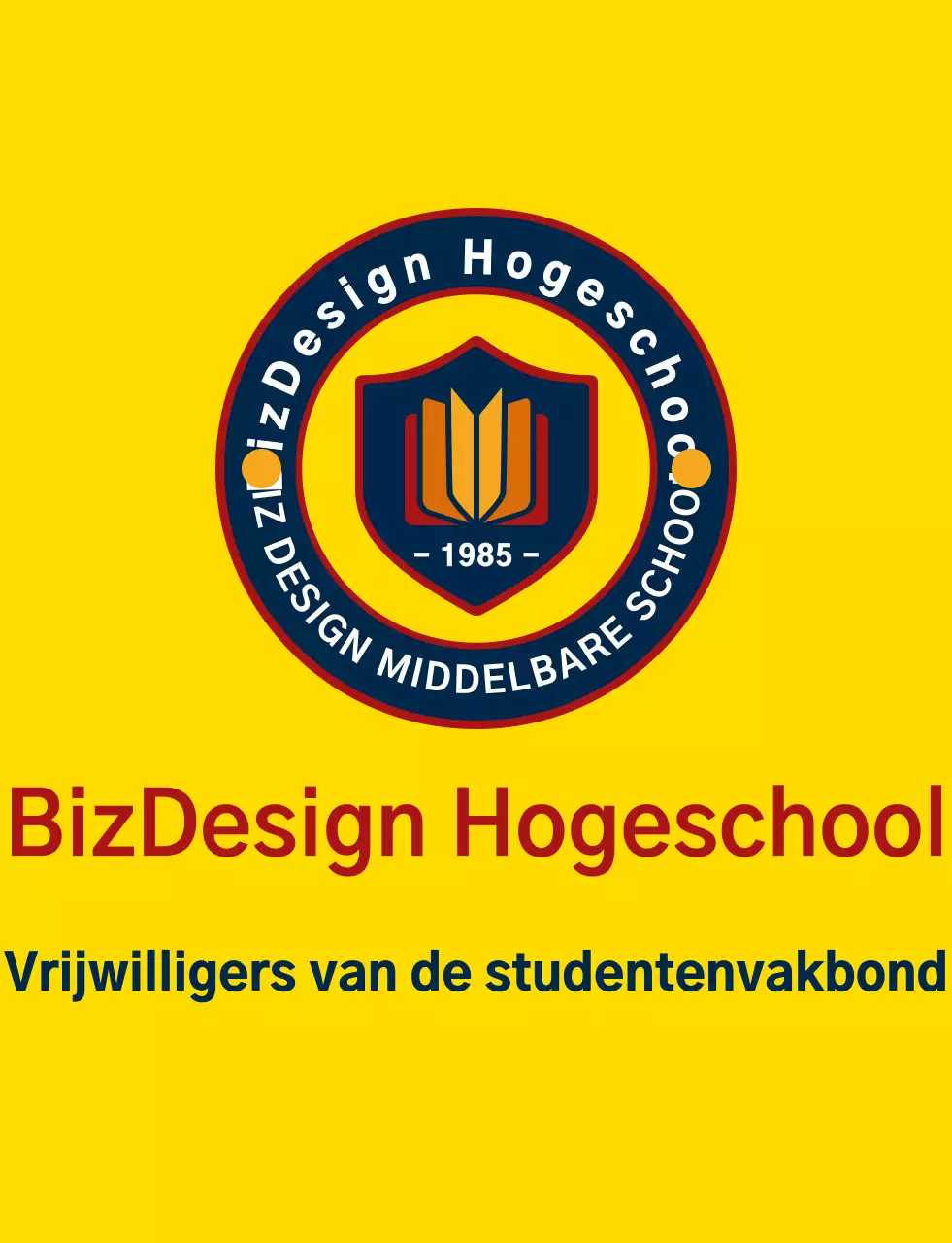 Eenvoudig en schoon schild symbool en embleem logo combinatie stijl in geel en marine blauw-rood High school student overheid service organisatie