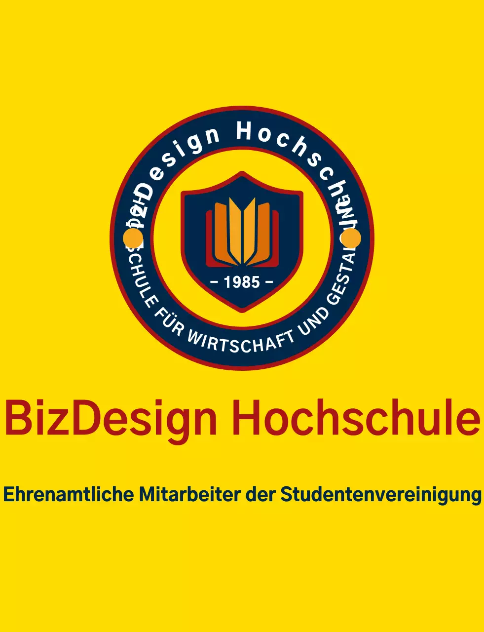 Einfache und saubere Schild-Symbol und Emblem-Logo-Kombination Stil in gelb und marineblau-rot High-School-Student Regierung Service Organisation