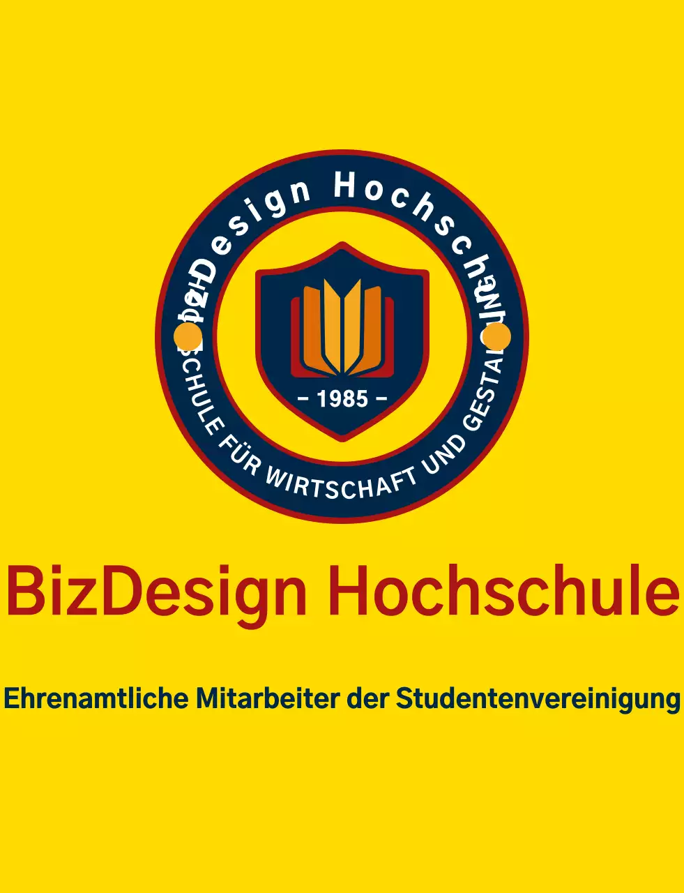 Einfache und saubere Schild-Symbol und Emblem-Logo-Kombination Stil in gelb und marineblau-rot High-School-Student Regierung Service Organisation