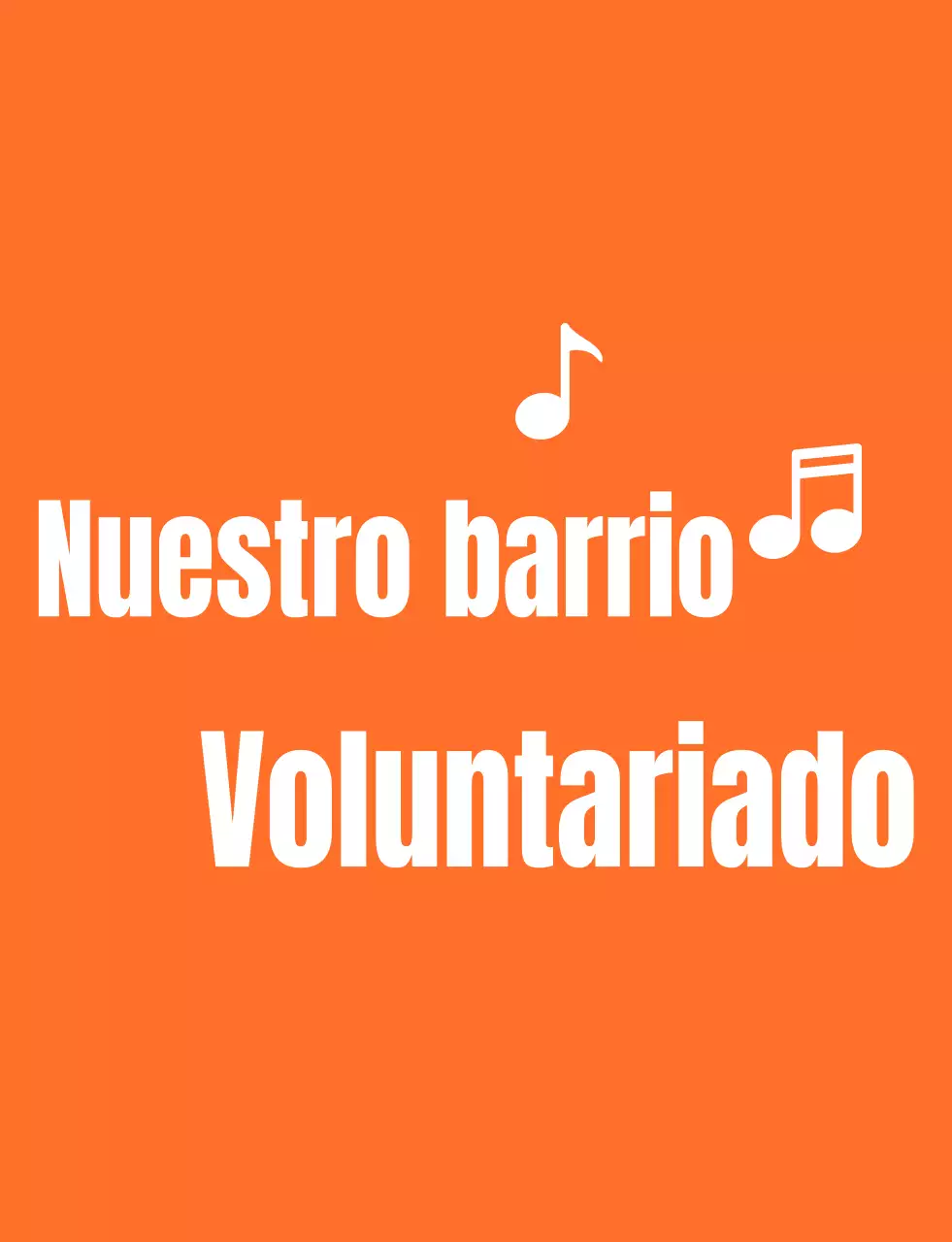 Texto rítmico estilo logotipo en naranja y blanco Organización de voluntarios