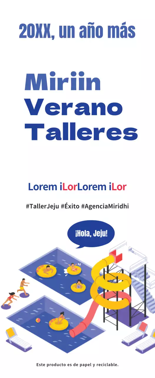 Estilo de ilustración sencillo en azul marino y azul claro Sobre el taller de verano