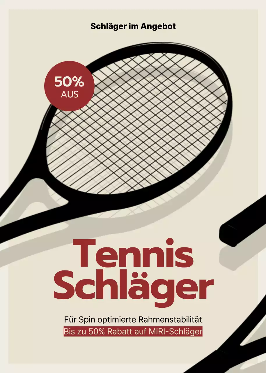 Rabatt auf einen einfachen schwarzen und roten Tennisschläger