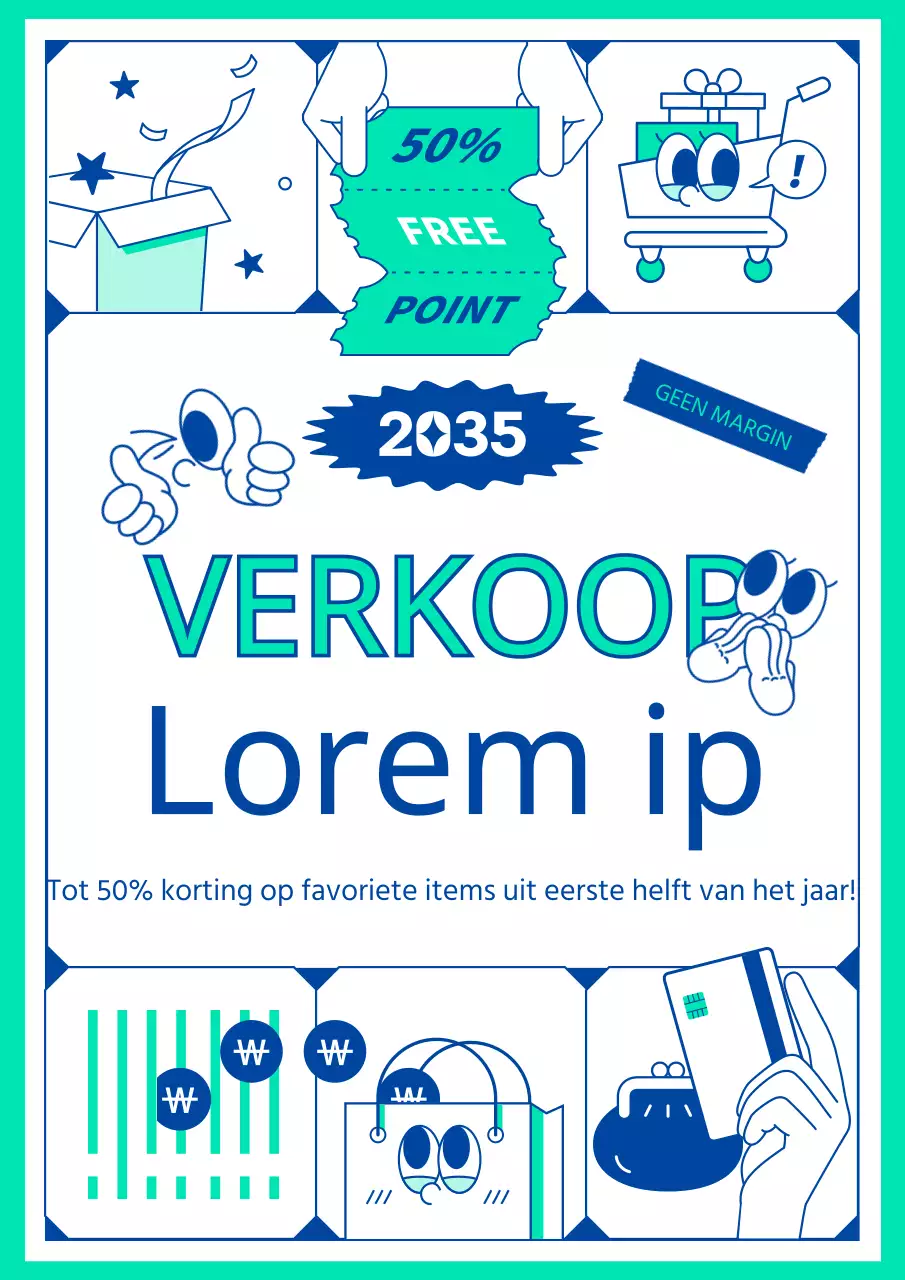 Eenvoudige lijn illustratie concept met mint en marine blauw raster samenstelling voor einde van het half jaar promotie