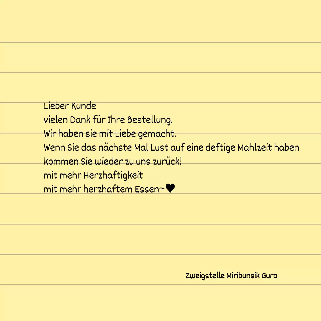 Für Geschäfte mit handschriftlich geschriebenen Buchstaben auf gelbem, sauberem Notizblock-Konzeptpapier