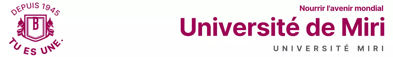 Un design simple et épuré avec le logo de l'université et le nom de l'école en couleur vin.