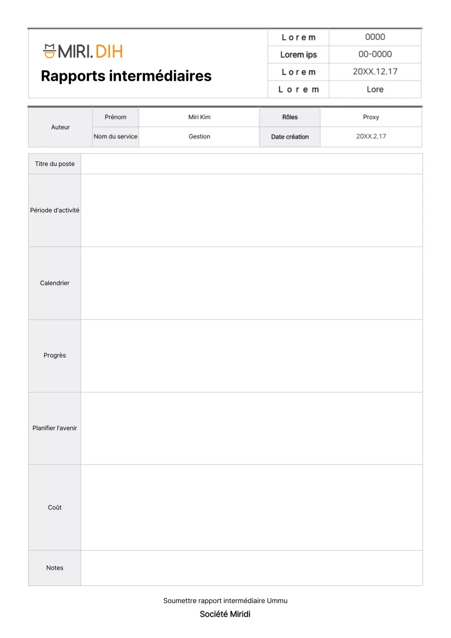 Formatage de base d'un rapport intermédiaire simple