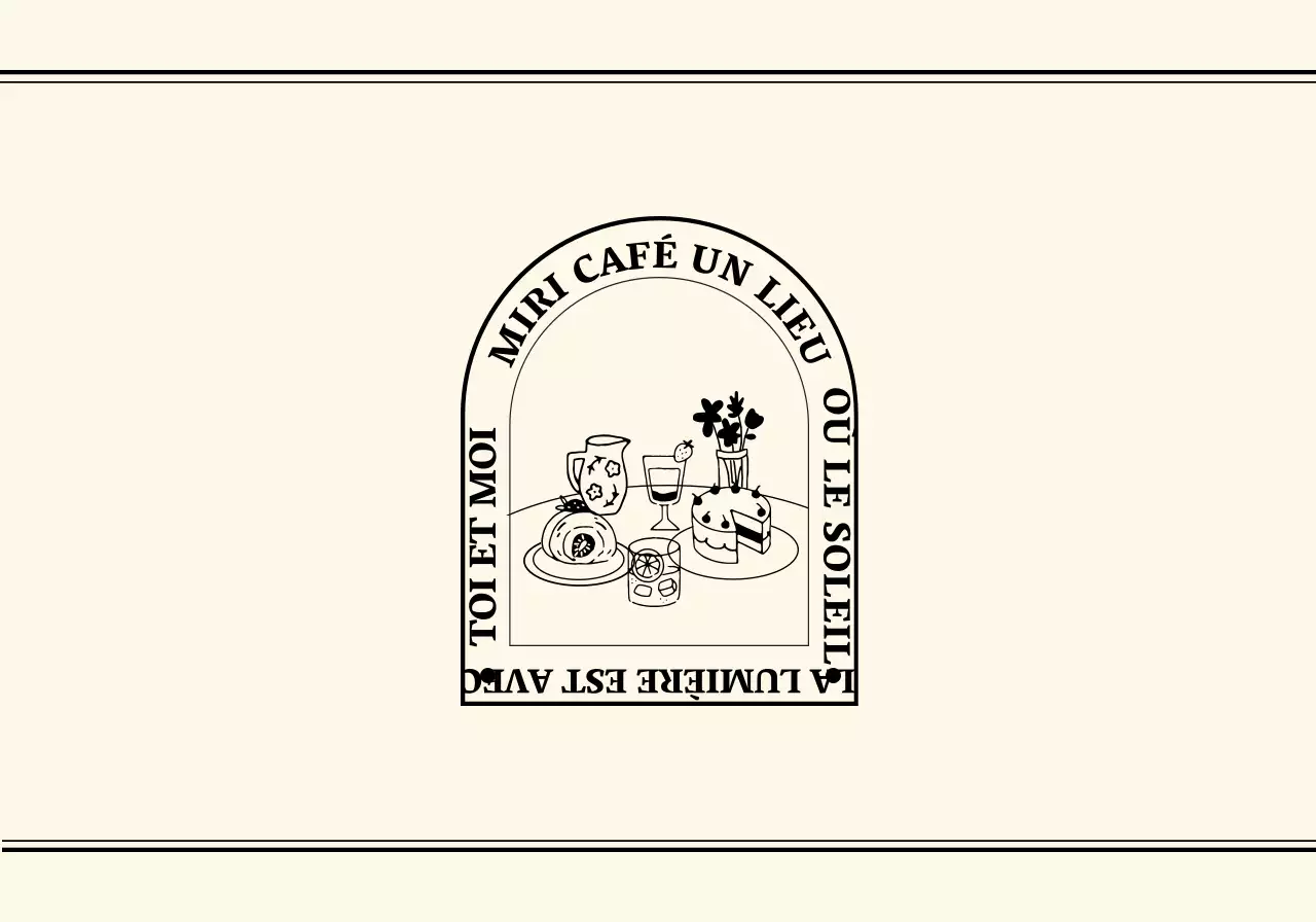 Concept de café avec des illustrations au trait émotionnelles et luxueuses en ivoire et noir