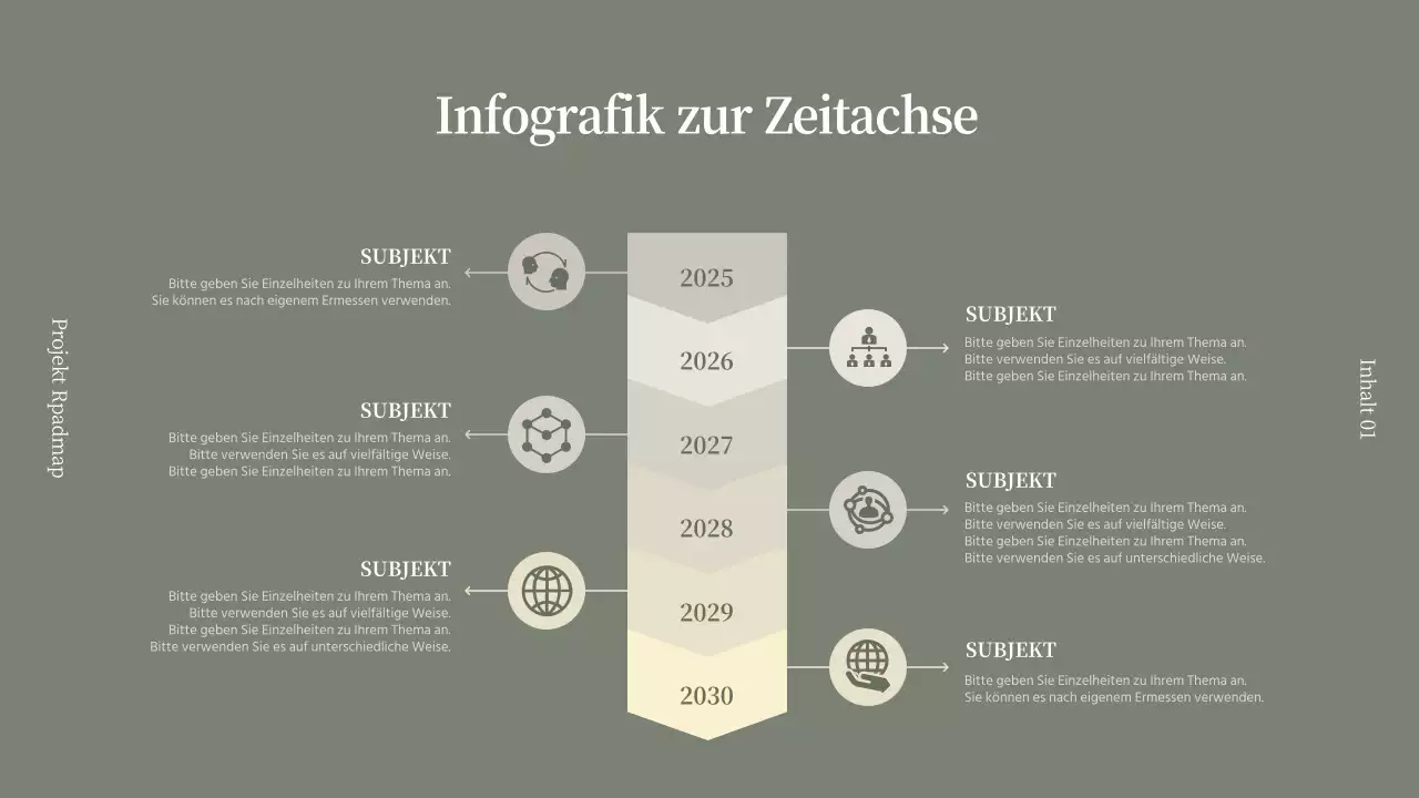 Zeitleiste mit grau-beigen Symbolen