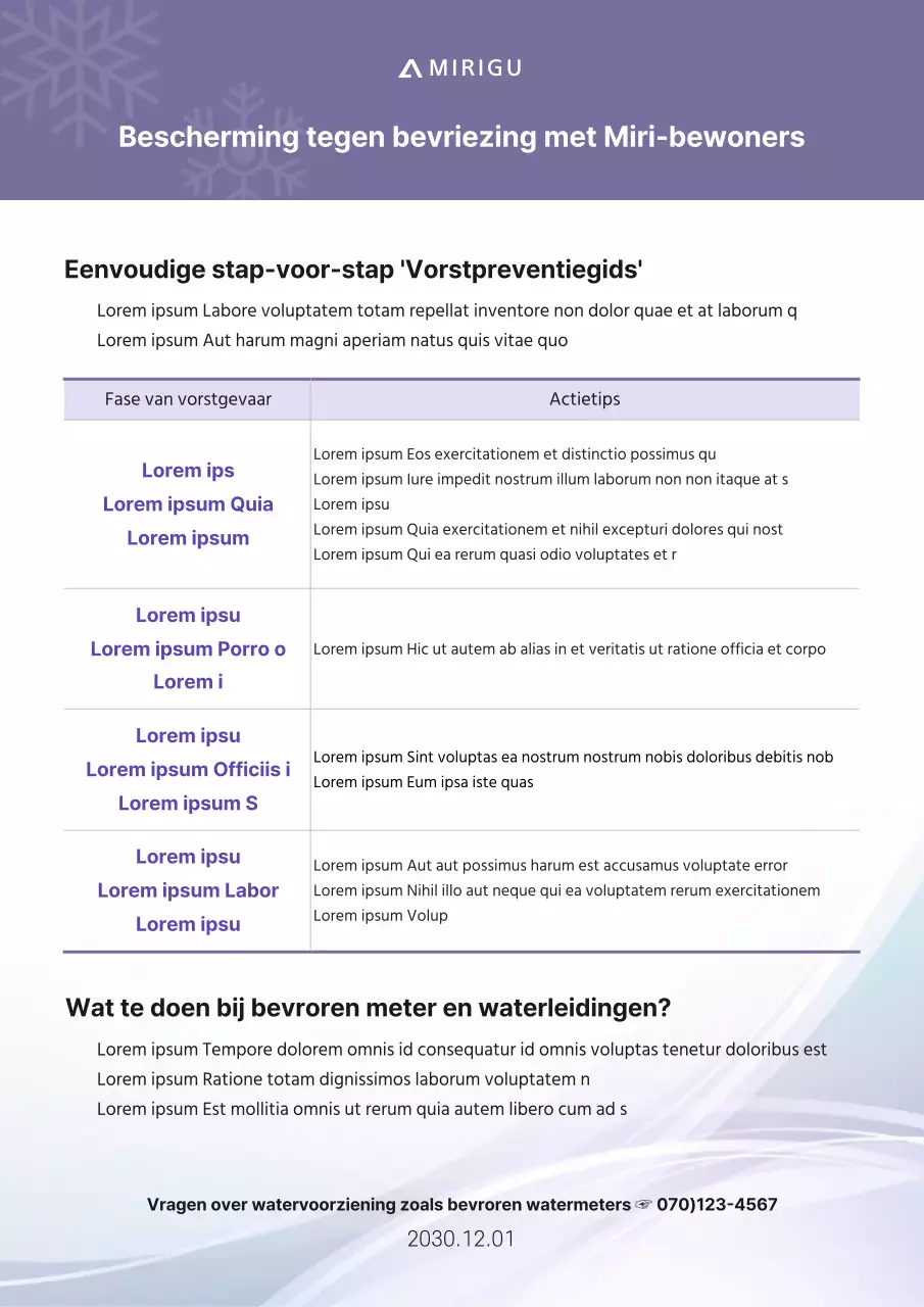 Formatteer een paars getint bericht ter voorkoming van bevriezing