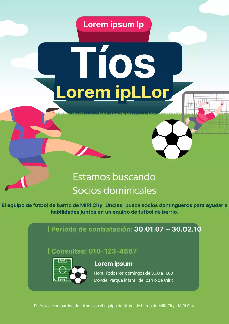 Resumen Anuncio de reclutamiento para el fútbol de barrio