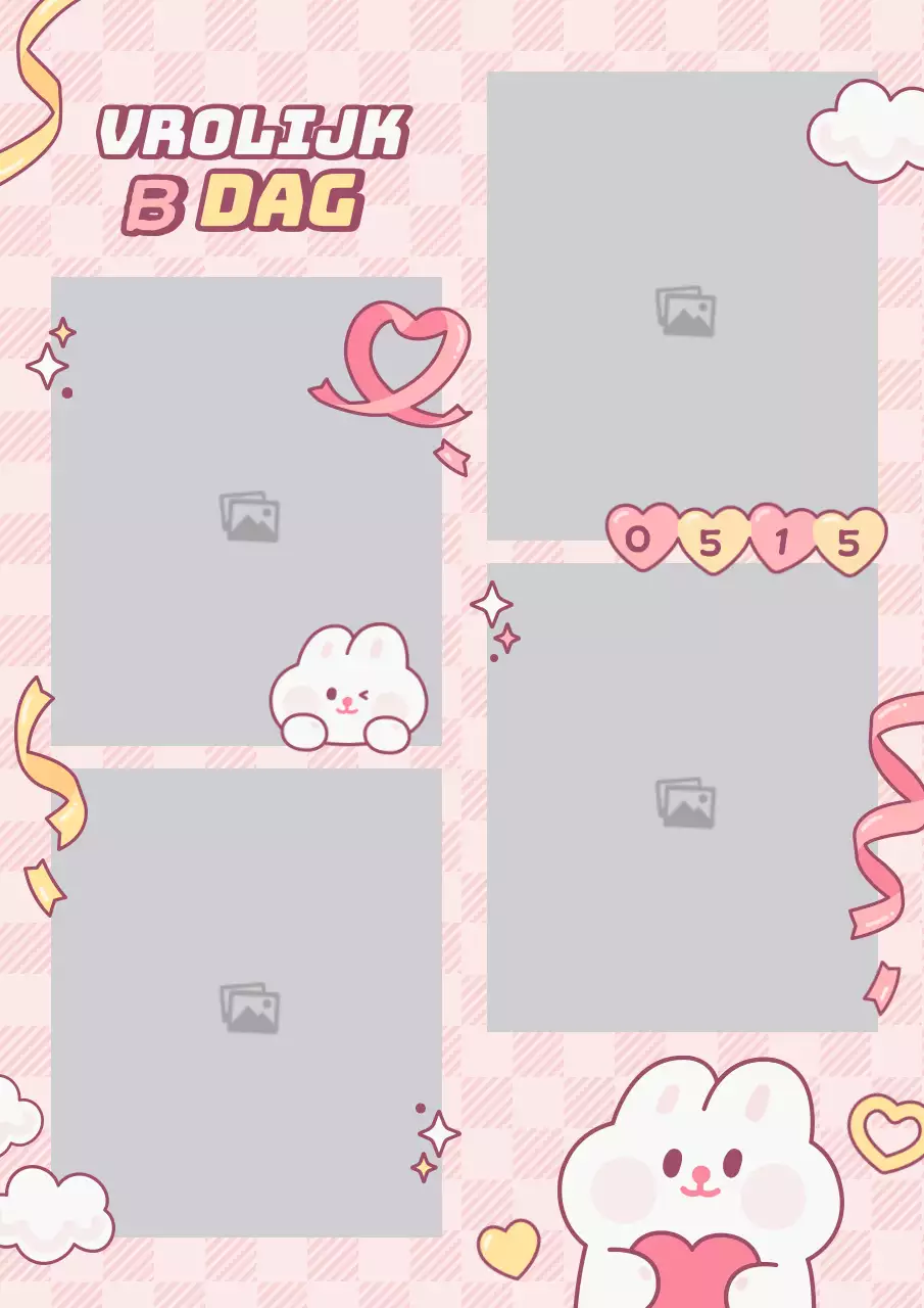 Schattig roze en geel konijntje karakter ketting fotolijstje