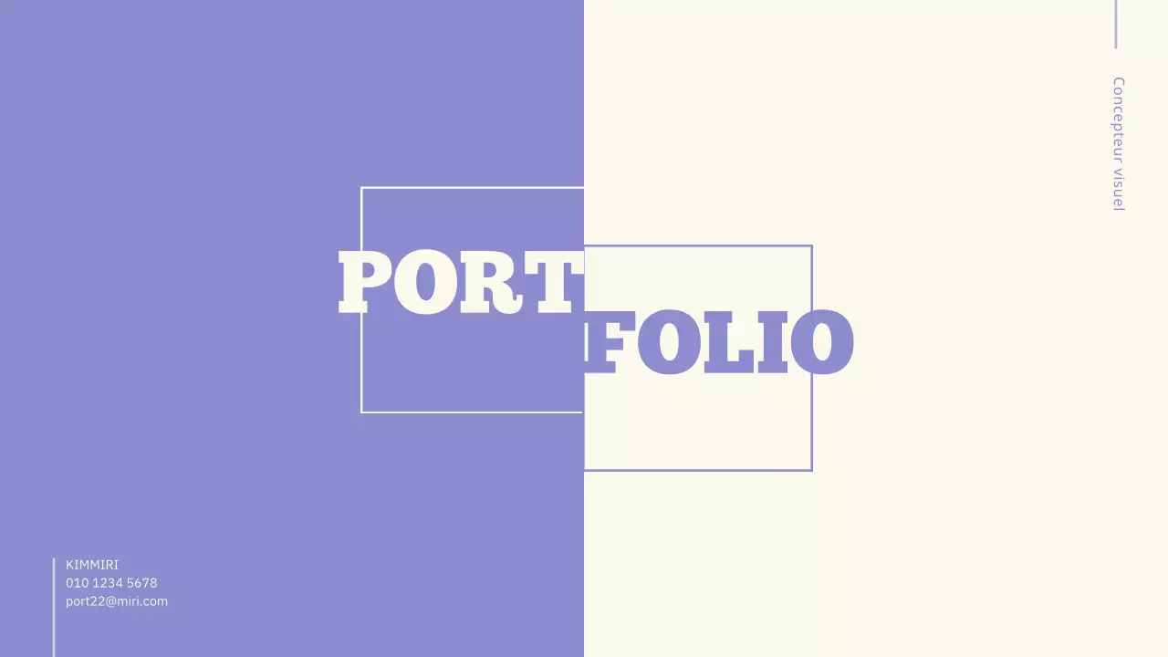 Un portfolio épuré, mauve et beige, pour la préparation à l'emploi d'un étudiant.