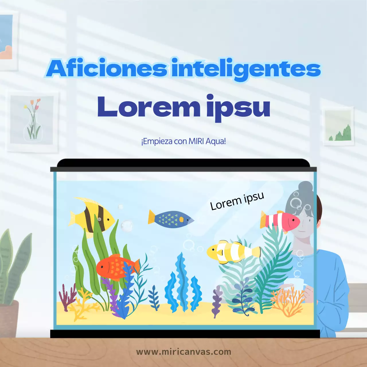Fondo de acuario con muchos peces azules ondulados, glosario de la vida acuática CardNews