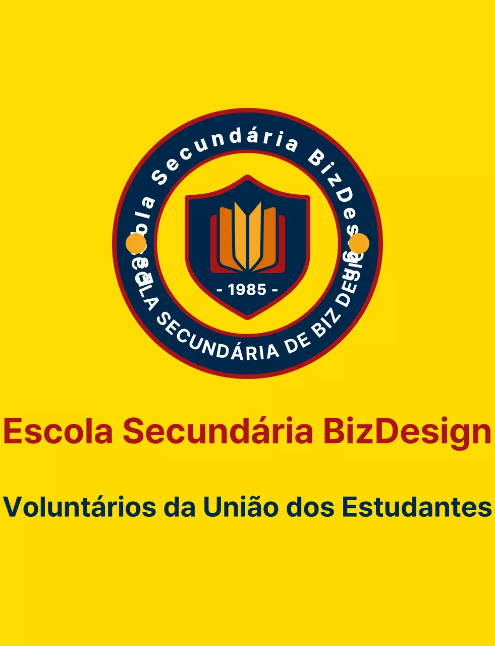 Símbolo de escudo simples e limpo e estilo de combinação de logótipo de emblema em amarelo e azul-marinho-vermelho Organização de serviços governamentais para estudantes do ensino secundário