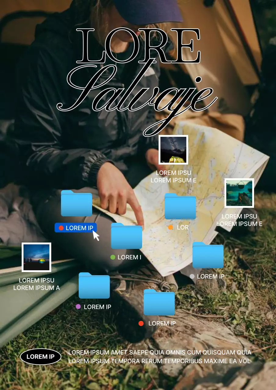 Papel pintado concepto marca camping en azul claro y negro