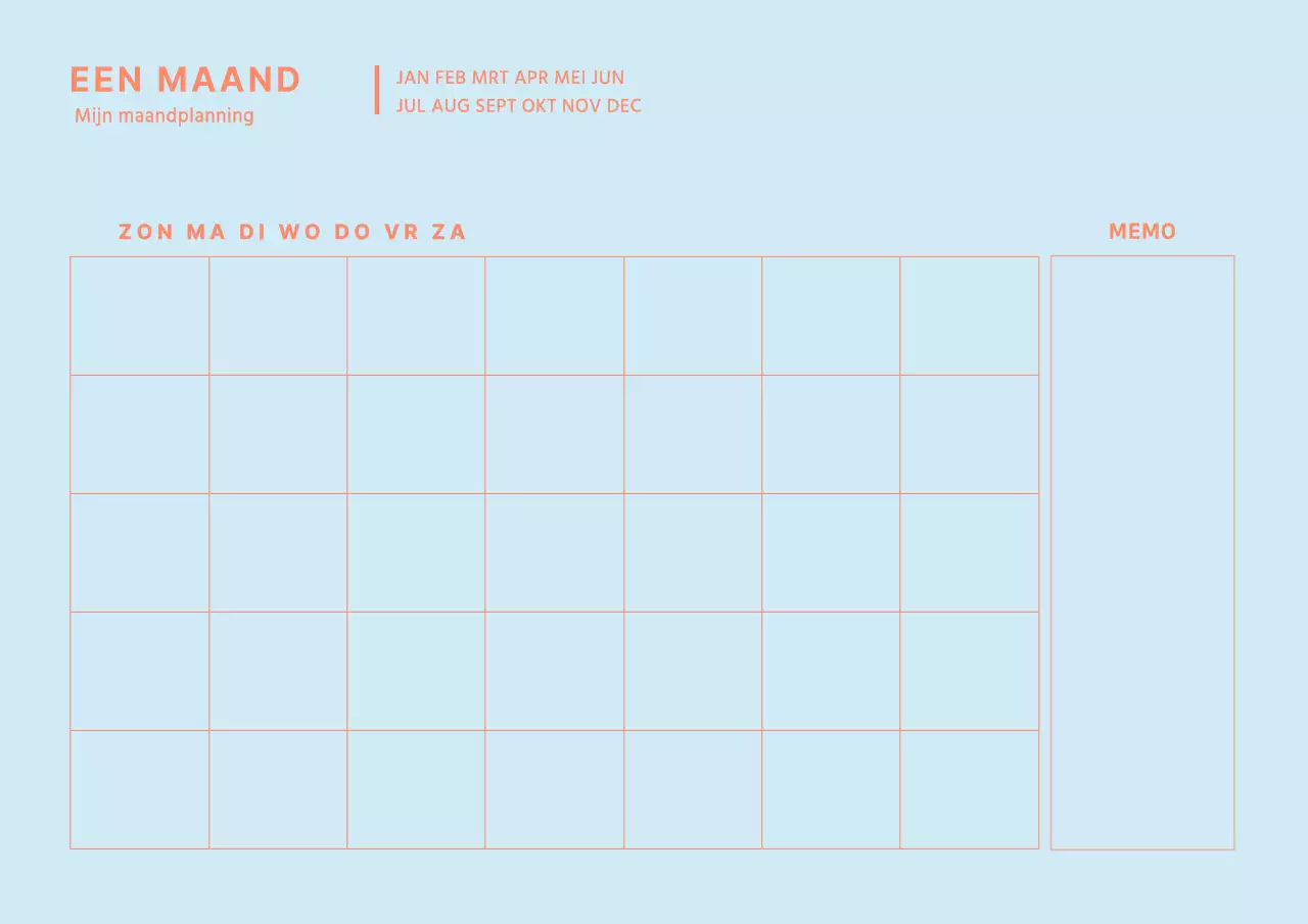 Lichtblauwe en oranje eenvoudige concept dagplanner