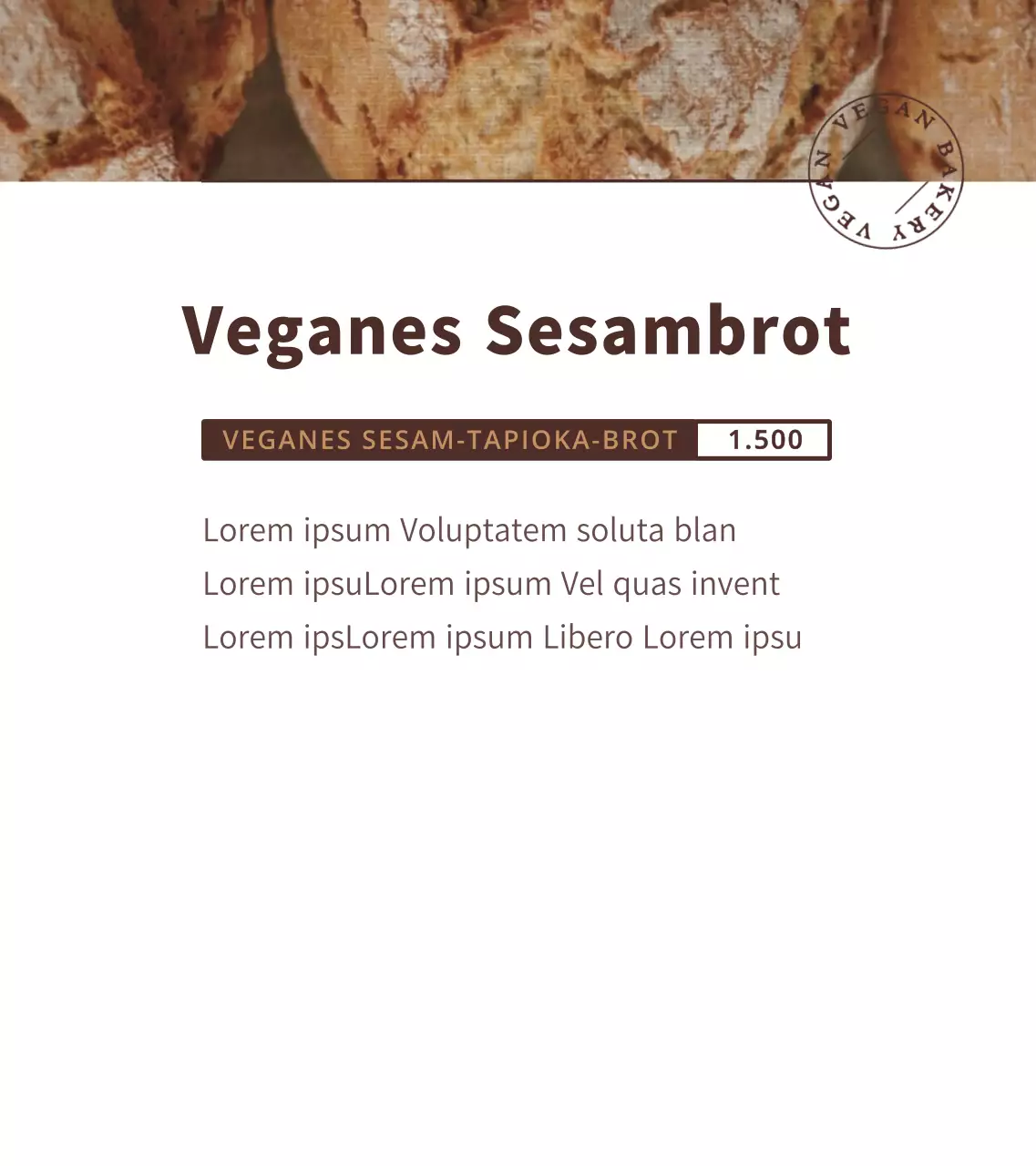 Braunes, einfaches Textlayout Bread Information