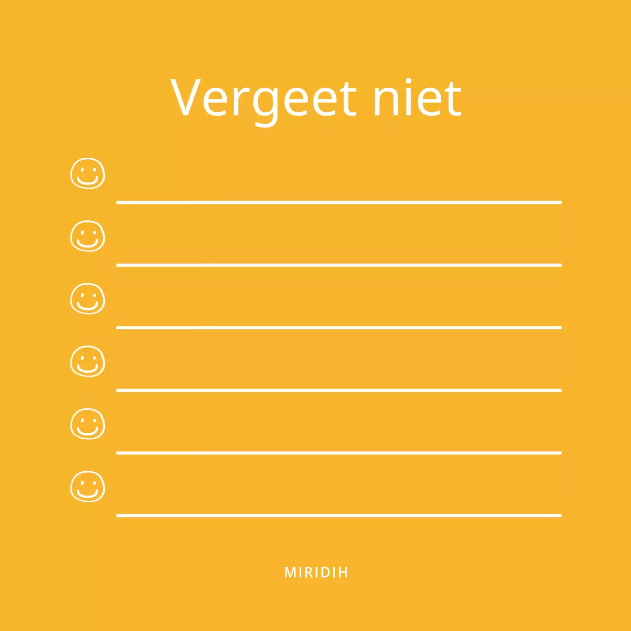 Eenvoudige, schone checklist met oranje en witte smiley-illustraties