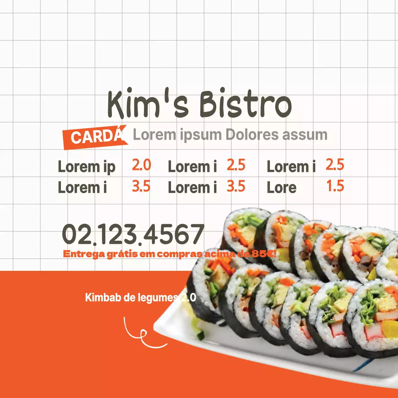 O menu do restaurante apresenta um bonito polvo castanho e ilustração de takoyaki