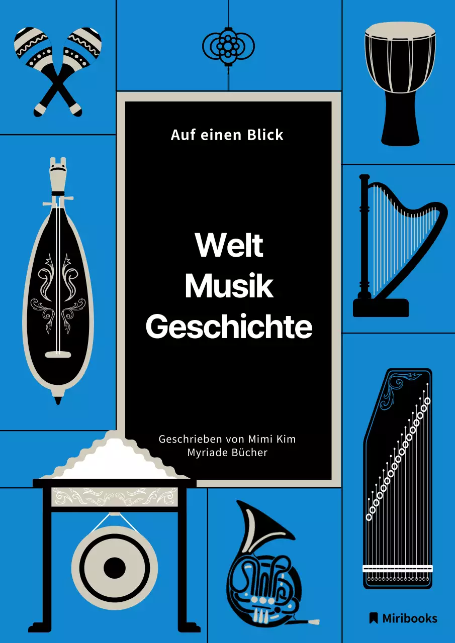 Hellblau schwarz einfaches Musikinstrument Illustration Einführung in die Weltmusikgeschichte