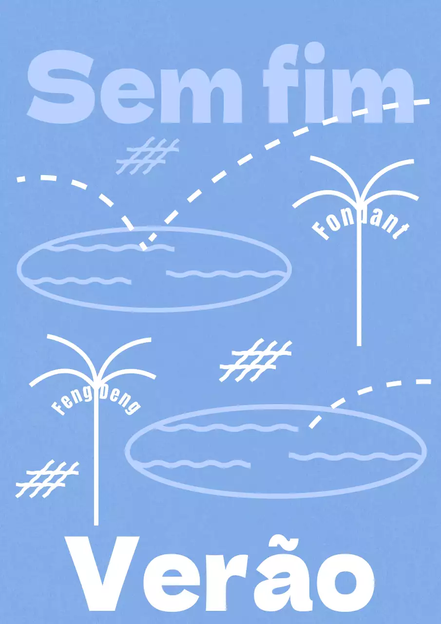 Ilustração de linha de uma palmeira azul clara e de uma piscina