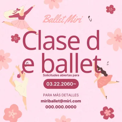 Nueva promoción de clases de ballet con un tema de ilustración en rosa suave