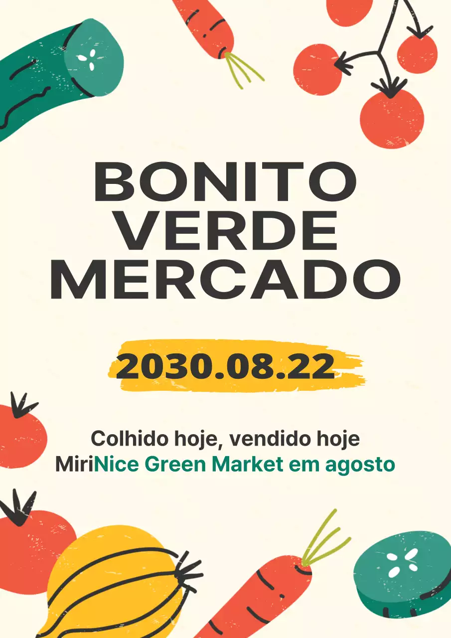 O conteúdo do mercado biológico numa ilustração amarela em forma de rabisco
