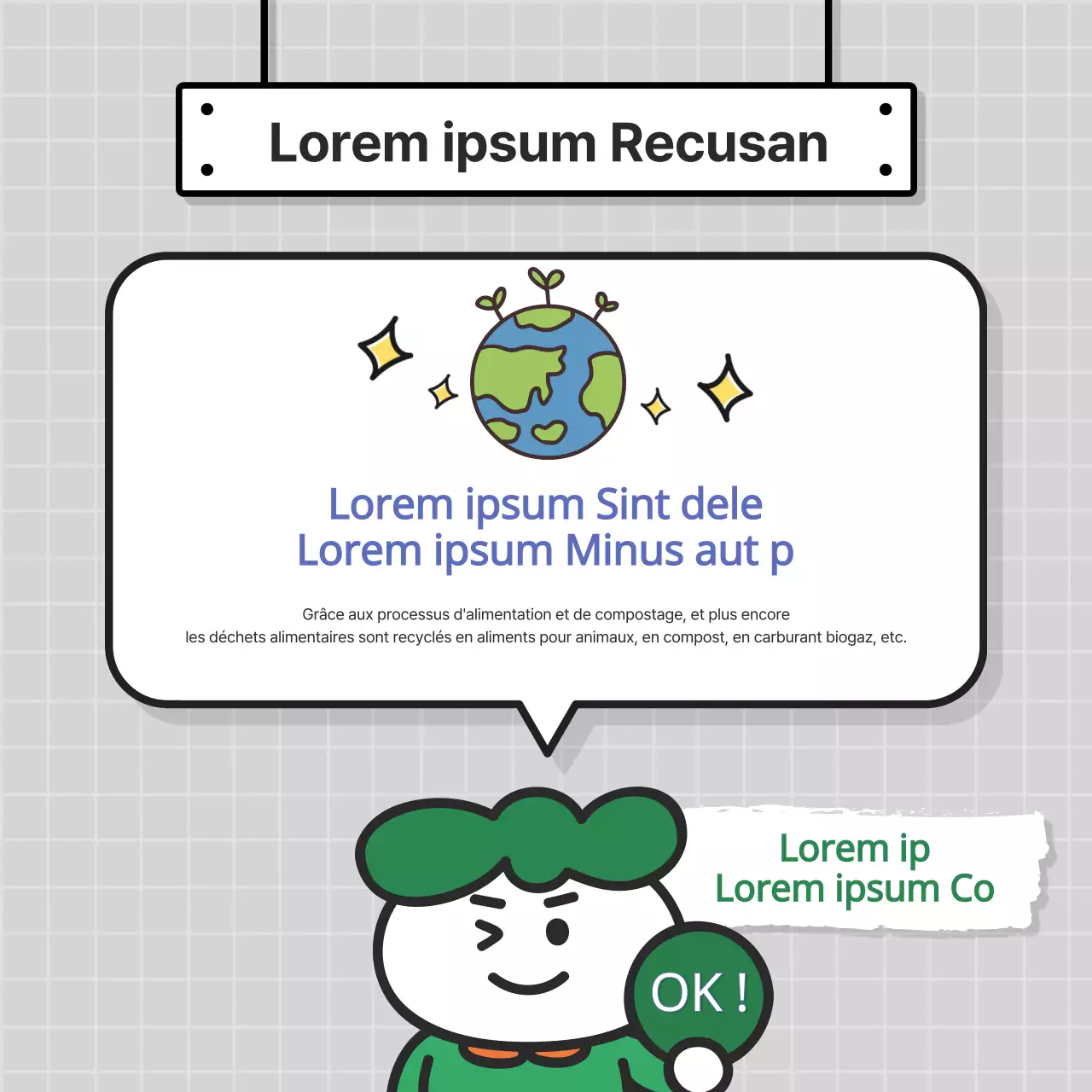 Carte de conseils sur le recyclage sur fond de villeNews