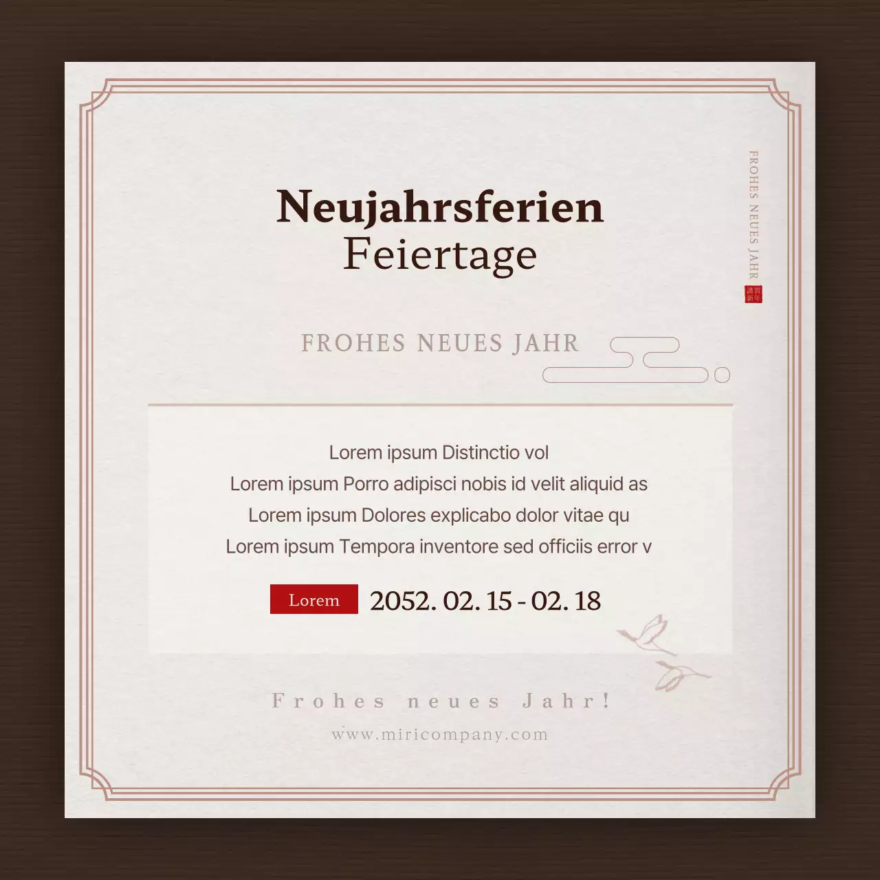 Schließungen zum Mondneujahrsfest in Braun und Beige