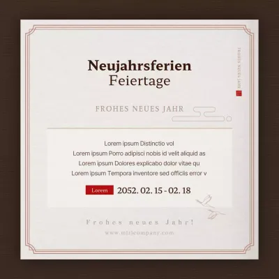 Schließungen zum Mondneujahrsfest in Braun und Beige