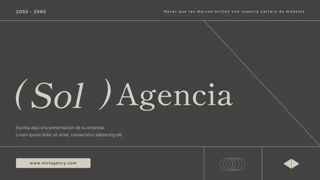 Carta de presentación de empresa de agencia de modelos moderna en gris