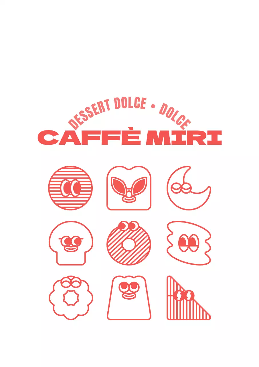 Combinazione di illustrazioni di dessert carini e teneri in stile rosa e bianco per il merchandising e le promozioni dei bar